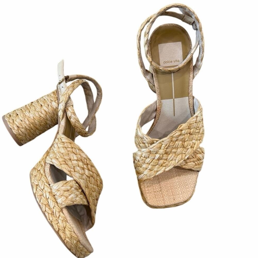 Dolce Vita Raffia Crisscross Platform Sandals